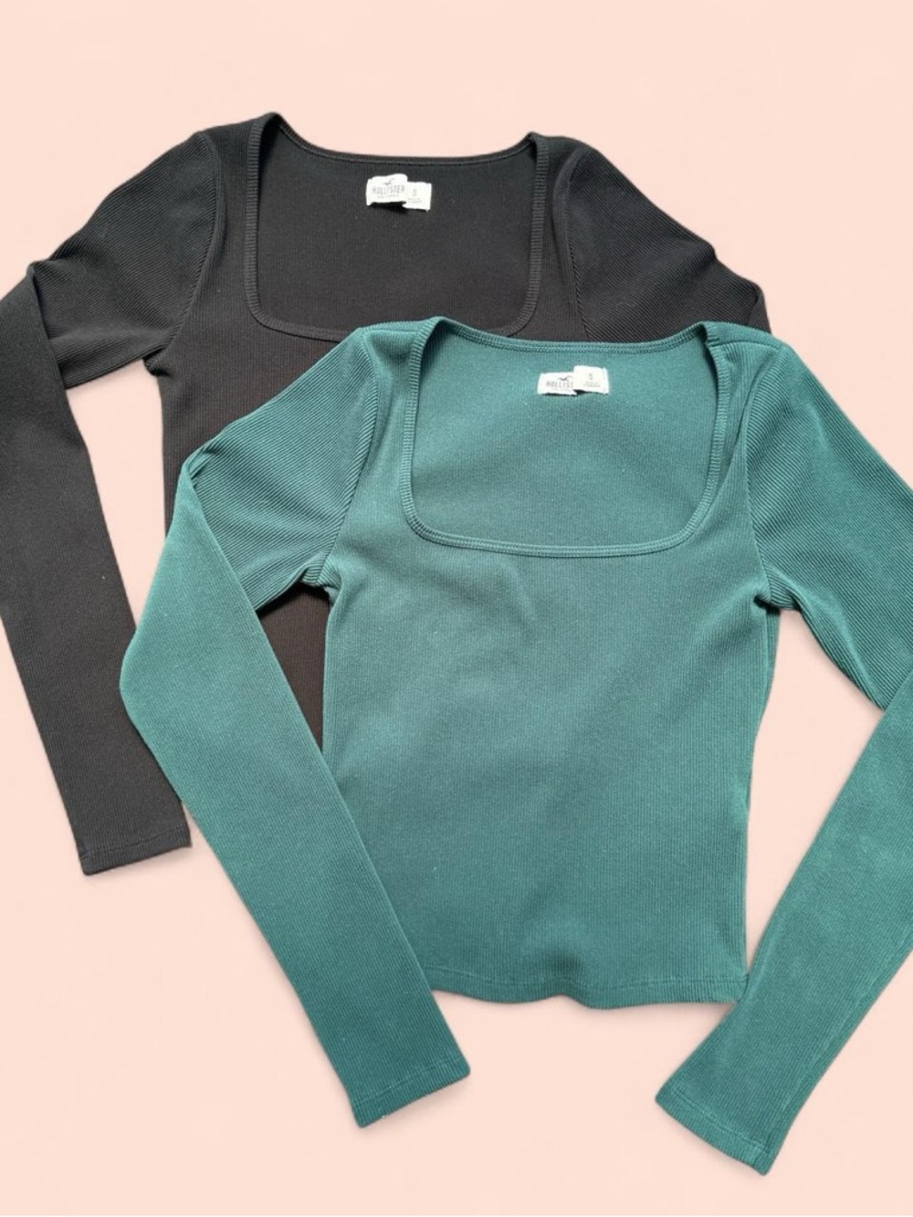 Hollister ribbed square neck long sleeve tops